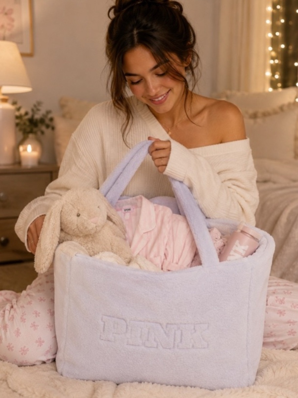 PINK Oversized Soft Plush Teddy Tote
